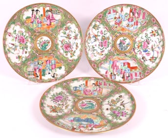 Three Antique Rose Medallion Plates