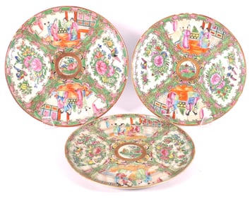 Three Antique Famille Rose Plates