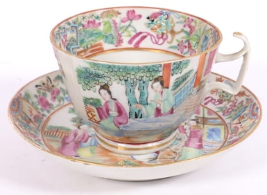 Antique Chinese Export Teacup and Saucer