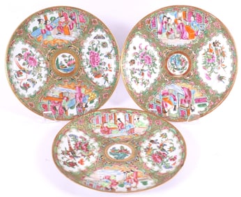 Three Antique Rose Medallion Plates
