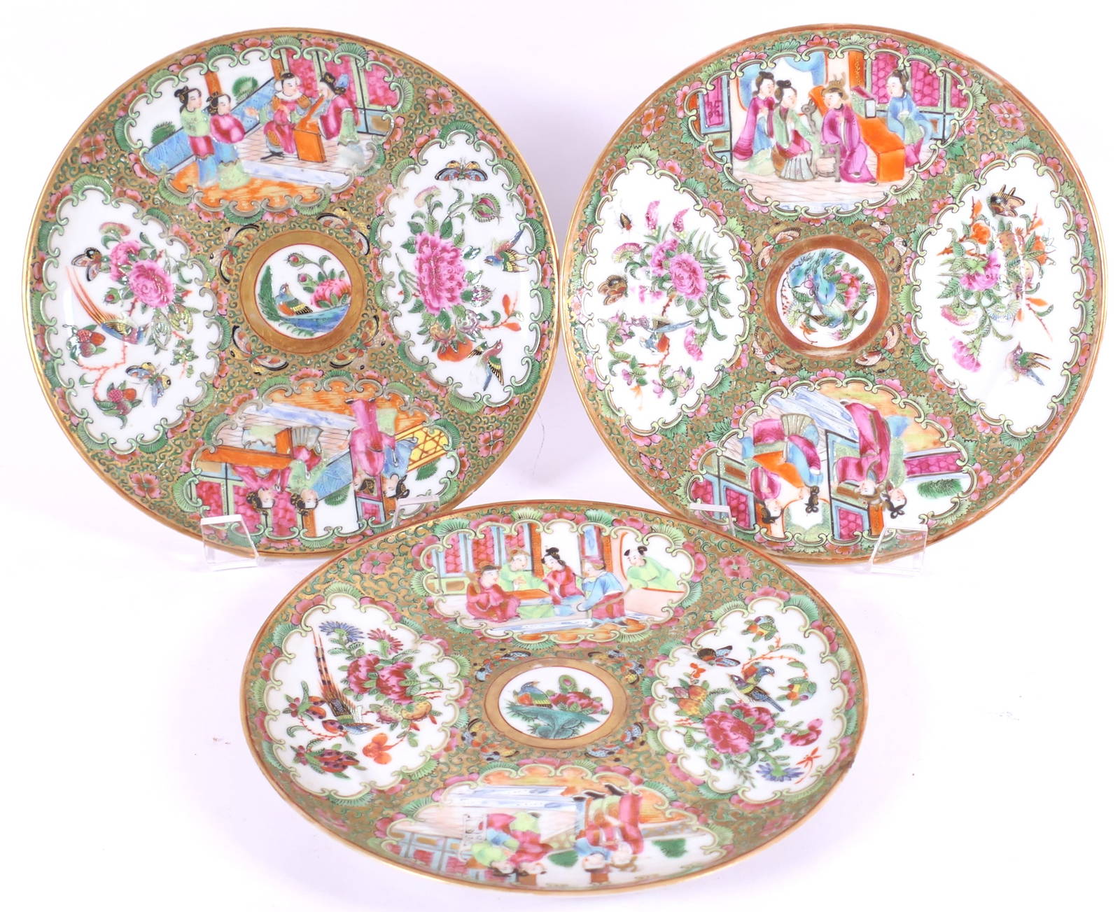 Three Antique Rose Medallion Plates