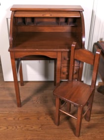 Child's Roll Top Desk and Chair