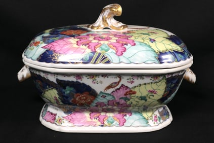 Mottahedeh Reproduction Tobacco Leaf Lidded Dish