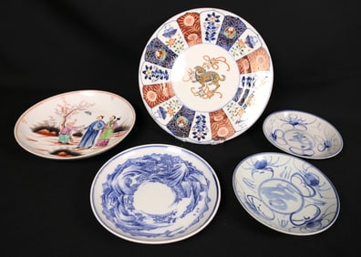 Five Asian Plates Including Antique