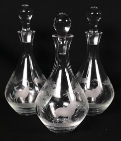 Three Queen Lace Crystal Decanters