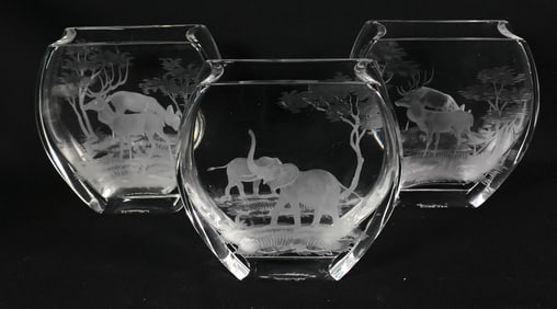 Three Queen Lace Crystal Vases