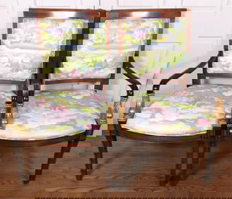 Pair of Empire Style Chairs with Sea Serpent Heads