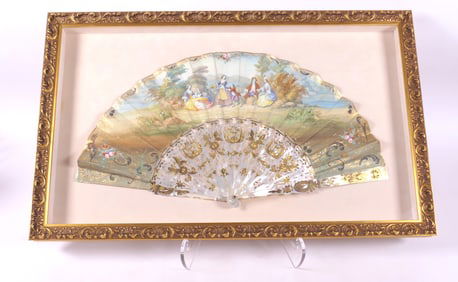 Framed Antique Hand Fan