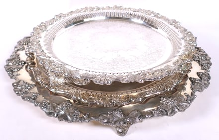 Three Large Silver Plate Trays