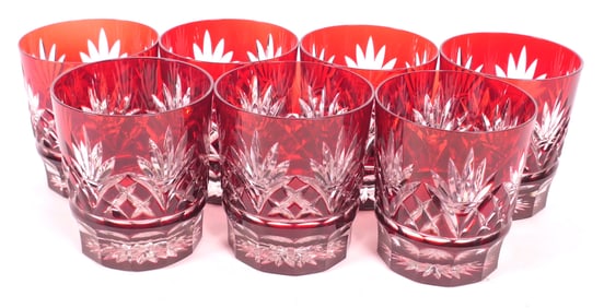 Red Bohemian Crystal Lowball Glasses