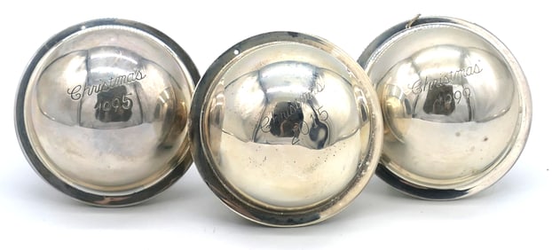 Three Sterling Ball Ornaments