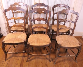 Six French Country Oak Chairs