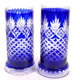 Two Bohemian Glass Candle Holders