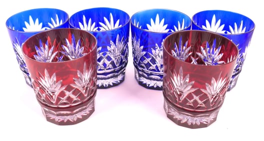 Six Bohemian Crystal Low Ball Glasses