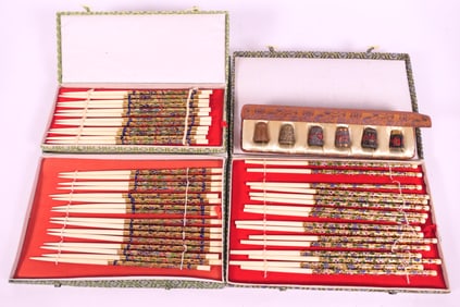 Cloisonne Inlay Chopsticks and Thimbles