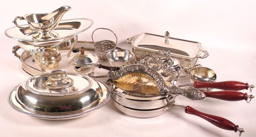 Two Boxes of Silver Plate Serving Pieces
