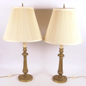 Pair of Antique Charles X Candlestick Lamps