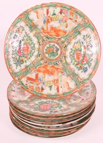 Nine Antique Rose Medallion Plates