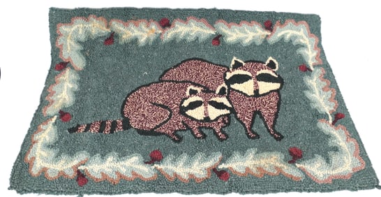 Hooked Raccoon Accent Rug