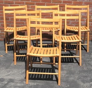 Six Wood Folding Chairs