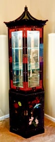 Chinese Black Lacquered Pagoda Structure Display Cabinet