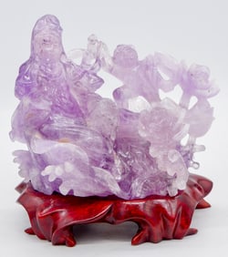 Carved Amethyst Guanyin with Child