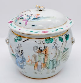 Antique Oriental Famille Rose Chamber Pot