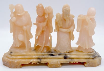 Hand Carved Soapstone Chinese Musicians Sculpture
