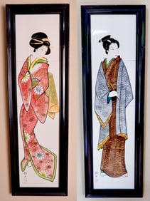 Pair of Handpainted Ceramic Tiles