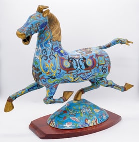 Antique Chinese Tang Cloisonne War Horse