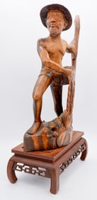 Carved Wood Fisherman with Net