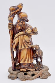 Hand Carved Brown and Green Jade Figure