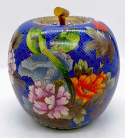 Chinese Cloisonne Apple Shaped Ginger Jar