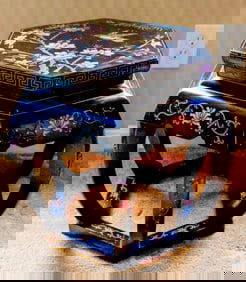 Chinese Black Lacquer Hexagonal Side Table