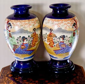 Pair of Old Satsuma Style Vases