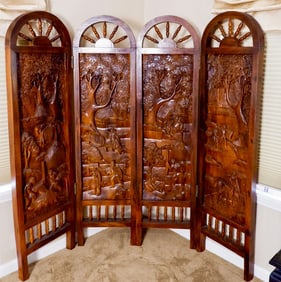 Hand Carved Wooden Room Divider