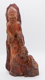Hand Carved Wooden Asian Man