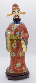 Chinese Copper Cloisonne Enamel Statue Depicting a God