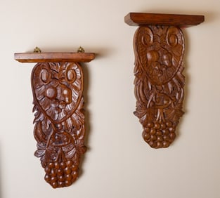 Hand Carved Wooden Sconces