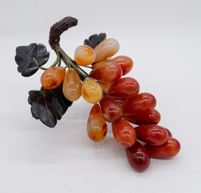Chinese Agate Jade Leaf Grape Cluster