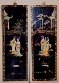 Black Lacquered Decorative Wall Hanging Panels