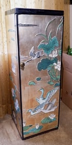 Gold Leaf Design Wood Pedestal Cabinet