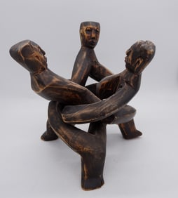 Carved Wood African Unity Circle Sculpture