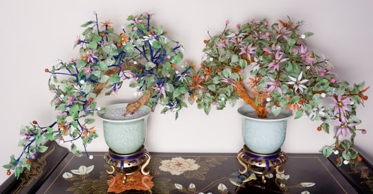 Pair of Peking Glass Bonsai
