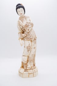Carved Bone Geisha Figurine