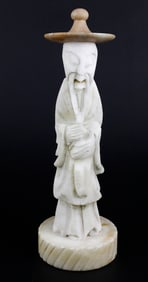 White Soapstone Chinese Immortal Sculpture