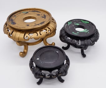 Three Decorative Wood Display Stands