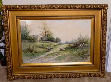 Framed "Pennsylvania Cow Path" Watercolor by Carl Weber