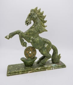 Spinach Jade Horse Sculpture