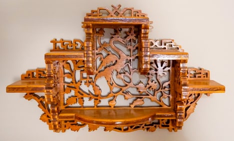 Ornate Carved Wood Wall Shelf